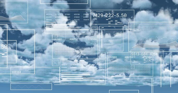 Animation of data processing over clouds