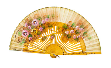 Colorful painted chinese fan  - obrazy, fototapety, plakaty