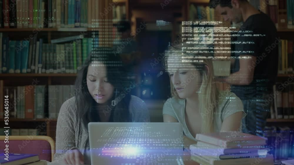 Poster Animation of data processing over diverse students in library