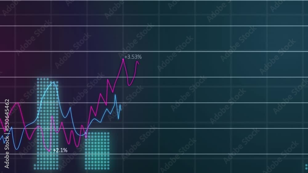 Poster animation of data processing over black background