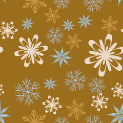 golden seamless pattern with snowflakes