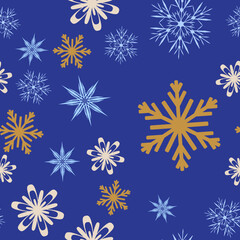 Fototapeta na wymiar blue seamless pattern with snowflakes