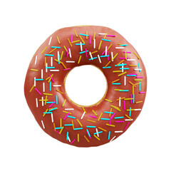 Glazed donut with sprinkles isolated on background