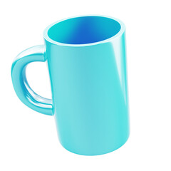 Blue coffee mug isolated on background. 3d rendering