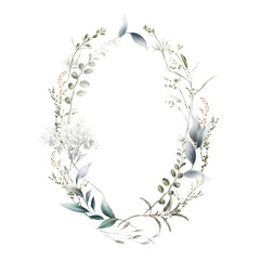 Fototapeta premium Floral wreath, Greeting card with flowers, can be used as invitation card for wedding, birthday and other holiday and summer background.
