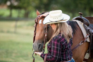 Cowgirl with Quarter Horse