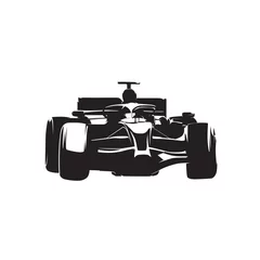 Foto op Canvas Formula racing car, front view, isolated vector silhouette, ink drawing, circuit racing logo © michalsanca