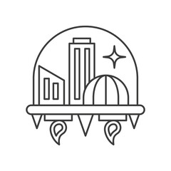 City, space concept line icon. Simple element illustration. City, space concept outline symbol design from space set. Can be used for web and mobile on white background