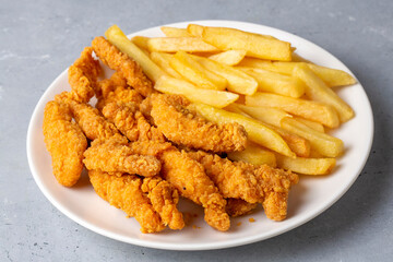 Homemade Crispy Chicken Tenders and French Fries