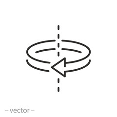 arrow spin around axis icon, twist direction, circle refresh or restart, thin line symbol on white background - editable stroke vector illustration eps10 - obrazy, fototapety, plakaty