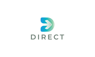 Letter D creative arrow 3d direction technological logo