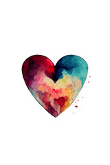 Watercolor Heart, Love Illustration