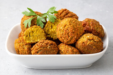 Falafel; traditional Lebanese appetizer made from chickpeas.