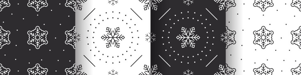 Christmas seamless patterns. Collection of Christmas ornaments. New Year or winter design. Vector illustration