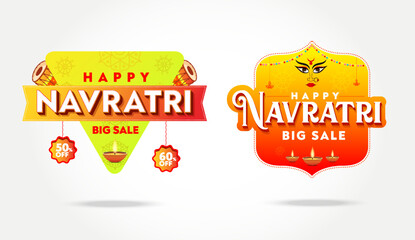 Happy Navratri Celebration, Big Navratri Discount Sale Offer Logo design, Sticker, Concept, Greeting Card Template, Icon, Poster, Unit, Label, Web, Mnemonic