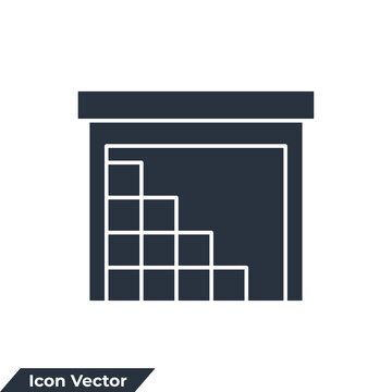 warehouse building icon logo vector illustration. Storehouse symbol template for graphic and web design collection