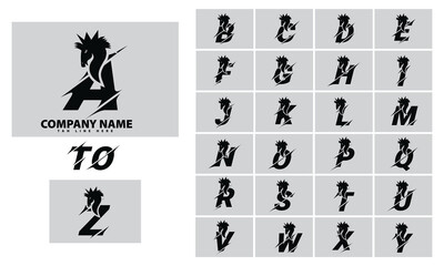 Alphabet logo design, letter icon pack vector vintage typography Art, A to z  letter icon symbol for Business 