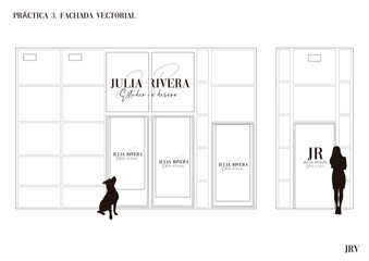 design vector of a façade line illustration for business