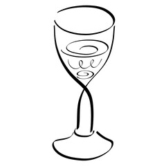 tall glass with drink, black abstract sketch on white background