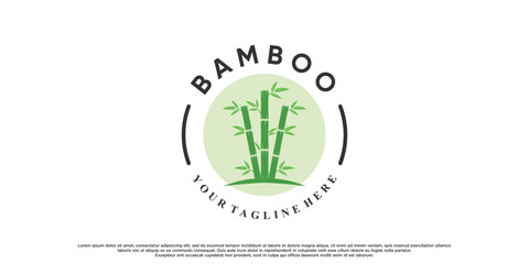 Bamboo logo design with creative concept Premium Vector