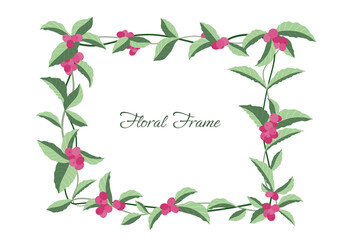 hand drawn pink cherries coffee square floral frame