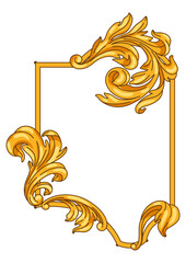 Decorative floral frame in baroque style. Golden curling plant. - obrazy, fototapety, plakaty