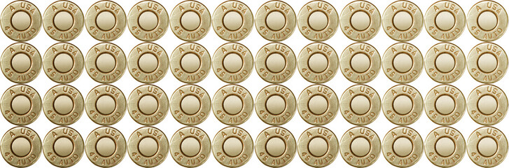 Pattern of shiny gun case cartridges.