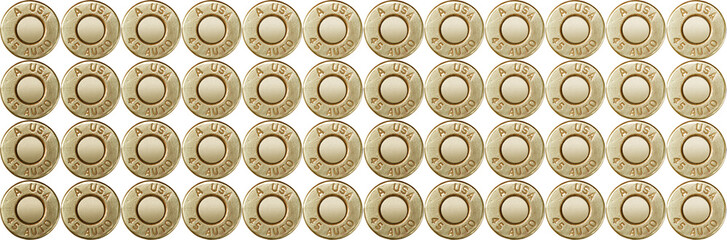 Pattern of shiny gun case cartridges.