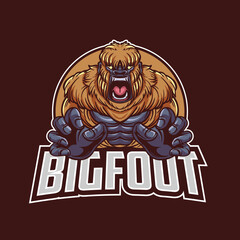 Angry Bigfoot Mascot Logo Illustration