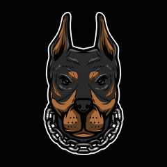 Dog Head with Chain Illustration