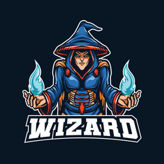 Fototapeta na wymiar Witch Wizard Mascot Logo Illustration