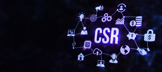 Internet, business, Technology and network concept. CSR abbreviation, modern technology concept. 3d illustration.