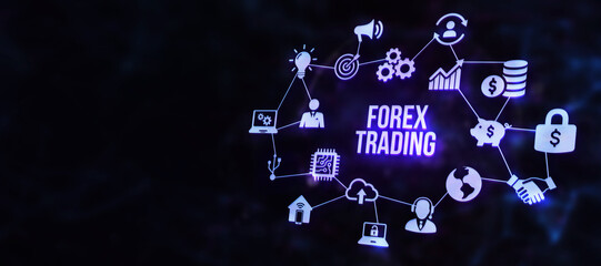 Internet, business, Technology and network concept. FOREX TRADING, new business concept. 3d illustration.