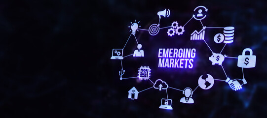 Obraz premium Internet, business, Technology and network concept. Emerging markets. 3d illustration.