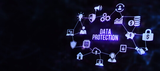 Internet, business, Technology and network concept. Cyber security data protection business technology privacy concept. 3d illustration