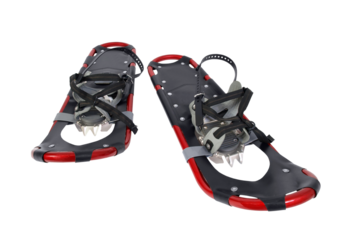 Pair of red snowshoes isolated. 