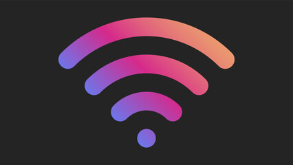 Bright color wi-fi symbol isolated on a black background