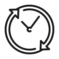 Refresh time outline icon. Clock update illustration