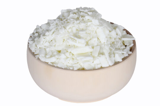 Soy wax on a white background. Soy wax for candles. isolated object.