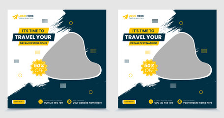 Holiday travel tourism social media stories square flyer post template design