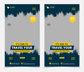 Obraz premium Holiday travel tourism social media stories post template design