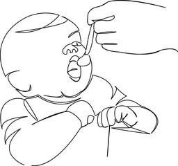 baby eats from a spoon