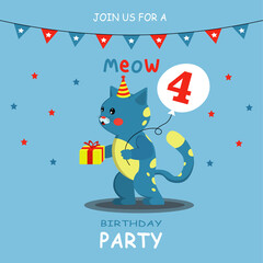 Card: Cheerful cat calls for a birthday celebration