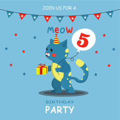 Card: Cheerful cat calls for a birthday celebration