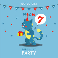 Card: Cheerful cat calls for a birthday celebration