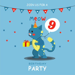 Card: Cheerful cat calls for a birthday celebration