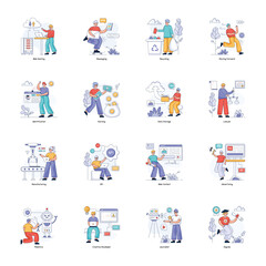 Fototapeta premium Pack of Business Marketing and Web Flat Illustrations