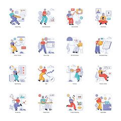 Fototapeta premium Set of Web Services Flat Illustrations