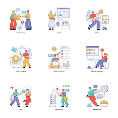 Fototapeta premium Pack of Trendy Flat Illustrations