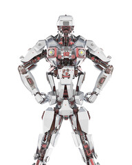 cyber mech is doing a power pose front view